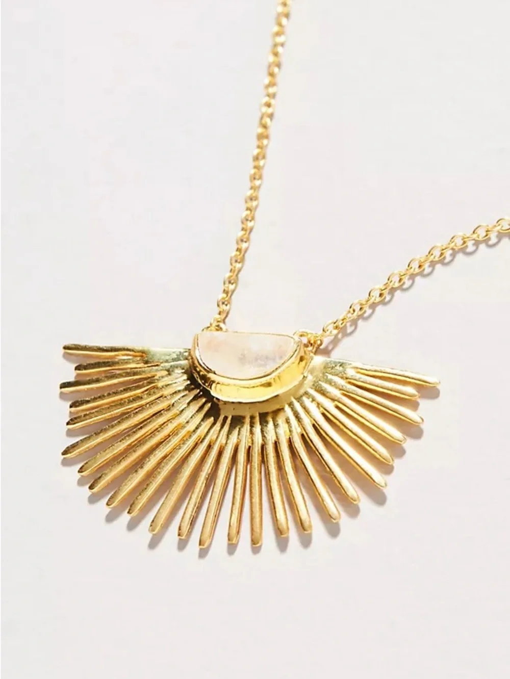 Collections by Joya Deco Moonstone Fan Pendant Necklace